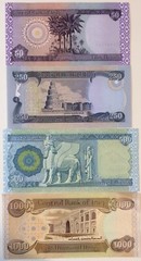 IRAQI DINAR (1/ea 50, 250, 500, 1000)= 1,800 IQD UNC Foreign Banknote/Currency
