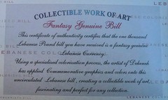RARE Lebanon 1000 Livres Colorized Fantasy Note Winter Ltd Ed 570/600 ONLY 600