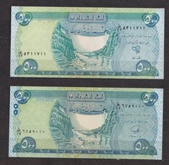 Iraq, 2 notes 500 Dinar Ducan dam at center ( 2003, 2013) P92, UNC See scan