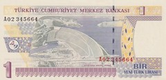 Türkiye, 1 New Lira, 2005, UNC, p 216, 8. Emisyon , Serial Number: A02 / 345664
