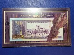 Lebanon 10000 Livres 1993 P-70 In Folder BDL Issue Central Bank UNC with Map