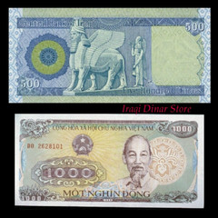 Iraqi Dinar 500 * Plus A Free 1,000 Vietnam Dong With Every Dinar Purchased *