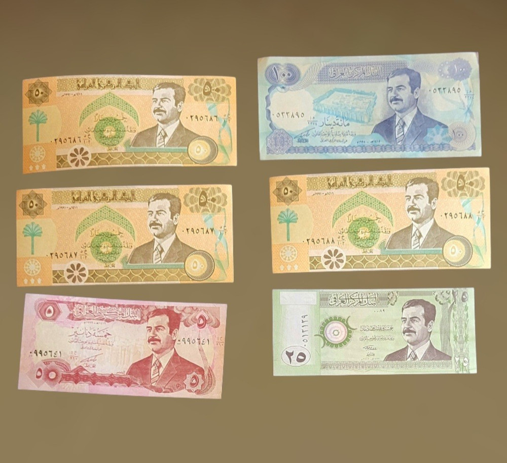 HISTORICAL IRAQI DINAR BANKNOTES 1990’S SADDAM HUSSEIN IRAQ WAR