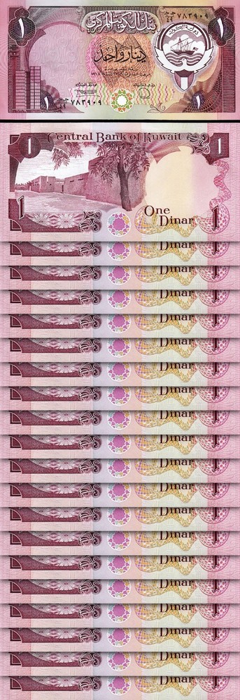 Kuwait 1 Dinar (L.1968) 1980 1991, UNC, 20 Pcs LOT, P-13d, Sign 6