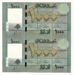 Lebanon 1000 Livres / Pounds 2012 P. 90b Uncut sheet Unc