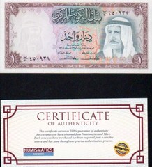 1968 Kuwait 1 Dinar UNC banknote Uncertified USA seller COA KM-8a