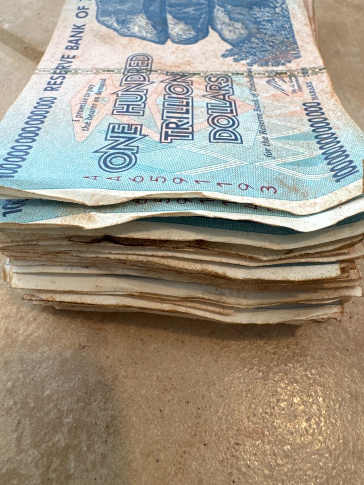 LOT OF 5, 🇿🇼 ZIMBABWE 100 TRILLION DOLLAR NOTES, CIRCULATED 🇿🇼