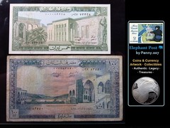 Lebanon 5 Livres 1964-1986 & 100 Lives 1964-1988 Banque Liban Money 5a3328