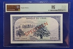 Lebanon 100 Livres Pounds 1964 Specimen Pick# 66as PMG 63 Uncirculated