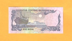 QATAR-1 RIYAL-1996-SERIAL NUMBER 343052-((PREFIX 80))-PICK 14b , UNC .