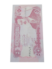 1992 Central Bank of Iraq Banknote Saddam Hussein 5 Dinars Paper Currency Note