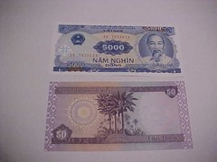50 Iraqi Dinar & 5000 Vietnamese – Iraq Vietnam UNC Condition