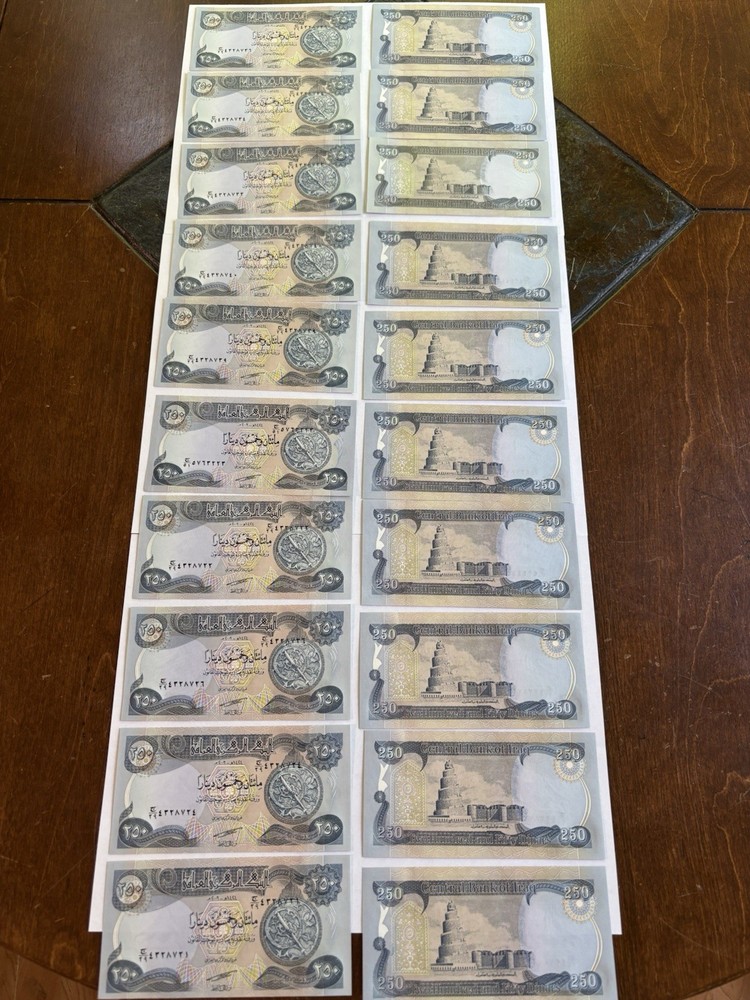 Authentic Iraqi Dinar Currency 20 X 250 IQD Banknotes UNCIRCULATED