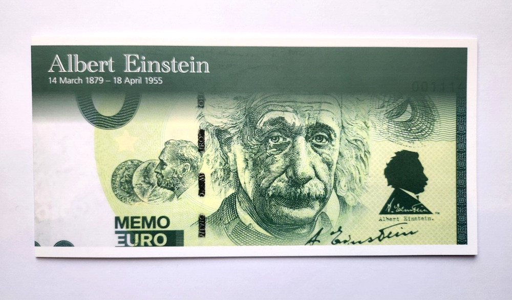 Israel Albert Einstein Memo 0 Euro Currency Collector Bill Tribute Holder UNC