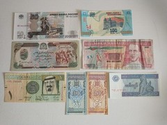 8 Worldwide Banknotes Guatemala Saudi Arabia Afghanistan Russia Myanmar Mongolia