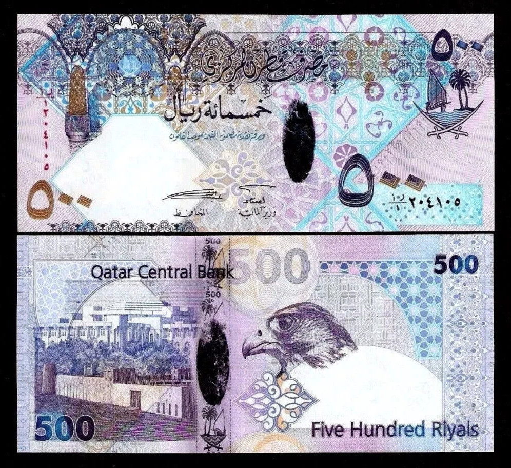 Qatar 500 RIYALS P-33 2008 ND Replacement Qatari Falcon UNC Hybrid Polymer NOTE