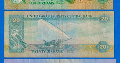 UAE Set – 5, 10, 20 & 50 Dirhams 2017/2015/2016/2021 P-26d,27d,28,35 Circ Notes