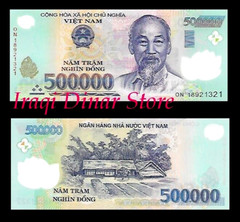 100 Trillion Zimbabwe $, 500,000 Vietnam Dong & A 25, 000 Iraqi Dinar Unc Lot