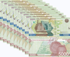 Uzbekistan 5000 Som 2021 2022 P 88 UNC LOT 10 PCS