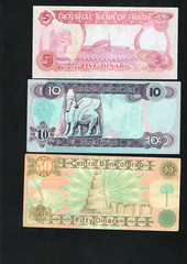 7 Saddam Iraq Dinar Notes Money – Saddam Hussein Currency Almost UNC set