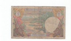 Lebanon Liban Banknote 1 Livre 1939 P15 French Rule aVF Cedar Tree VERY RARE