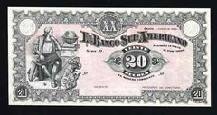 ECUADOR 20 SUCRES P S253 1920 BIRD SHIP UN ISSUED W/O SIGN UNC MONEY BILL NOTE