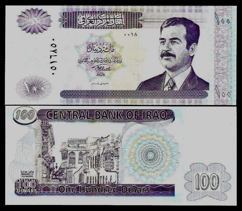 Iraq 100 IRAQI Dinars P-87 2002 SADDAM UNC WORLD CURRENCY NOTE USA SELLER