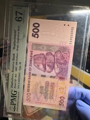 PMG Zimbabwe 500 Dollars, REPLACEMENT Superb Gem UNC, EPQ 67, P-70, ZA/2007