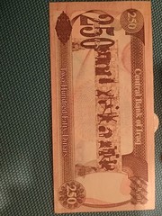 Central Bank of Iraq 250 Two Hundred Fifty Dinars Paper Money Foreign Note ~1995