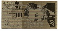 ISRAEL – 24K Gold Leaf copy of 20 New Shequalim Note of 2000 – Unc.