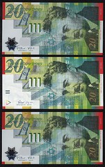 3 Different notes, ISRAEL 20 P 59 63 64 Paper + Polymer + 60 Year 2001 2008