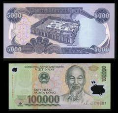 100,000 Viet Nam Dong + 1 Free 5000 Iraqi Dinar Note With Purchase* Lot Of 1 Ea