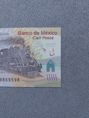 Mexico Banknote 100 Pesos 2010 P128 Prefix A Commemorative Train Polymer UNC