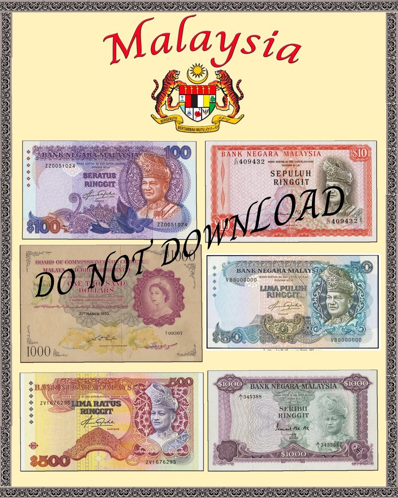 Malaysia Currency Poster 16″ X 20″ Nice piece for framing