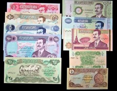 10 Iraq Banknote set-1990-2002 Saddam Emergency issue – 1/4 to 10000 Dinars