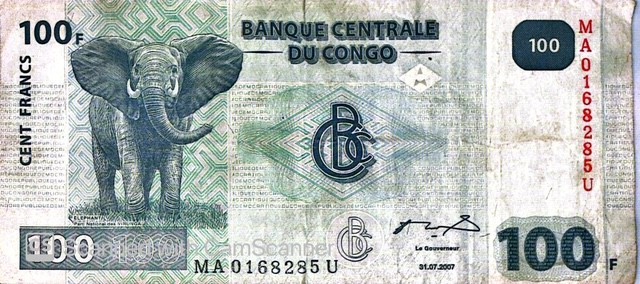 Democratic Republic of Congo $100 Francs, 2007, P98A, USA SELLER
