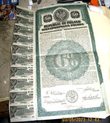 Vintage Poland Bond 1920 twenty years twenty six per cent U.S. Dollar Gold Bond