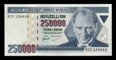 TURKEY, 250000 , ( 250,000 ) LIRA 3 th ISSUE ( 1998-2006 ) P 211 UNC * * M.Kemal
