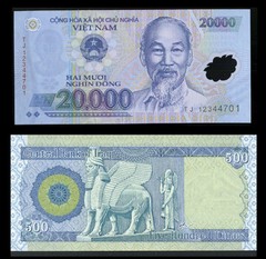 New Iraqi Dinar 500 +Receive A FREE 20,000 Viet Nam Dong Set Of 1 Ea. Limit 10