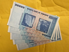 🇿🇼 ZIMBABWE 100 TRILLION DOLLAR AA/2008 P-91 LOT OF 5 UNCIRCULATED NOTES