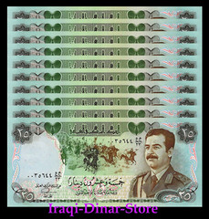 Iraq Iraqi 25 Dinar Saddam Hussein 1986 P73 x 10 UNC Notes