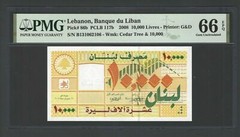 Lebanon 10000 Lira 17-6-2008 P86b N1062106 Uncirculated Grade 66