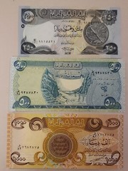 Iraq (Iraqi) 3 Note Set-1000, 500, 250, Dinar, Unc, Used in present day Iraq,