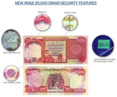 $500,000 IRAQI DINAR: 20 x 25,000 -PRISTINE & AUTHENTIC – FREE SHIPPING!