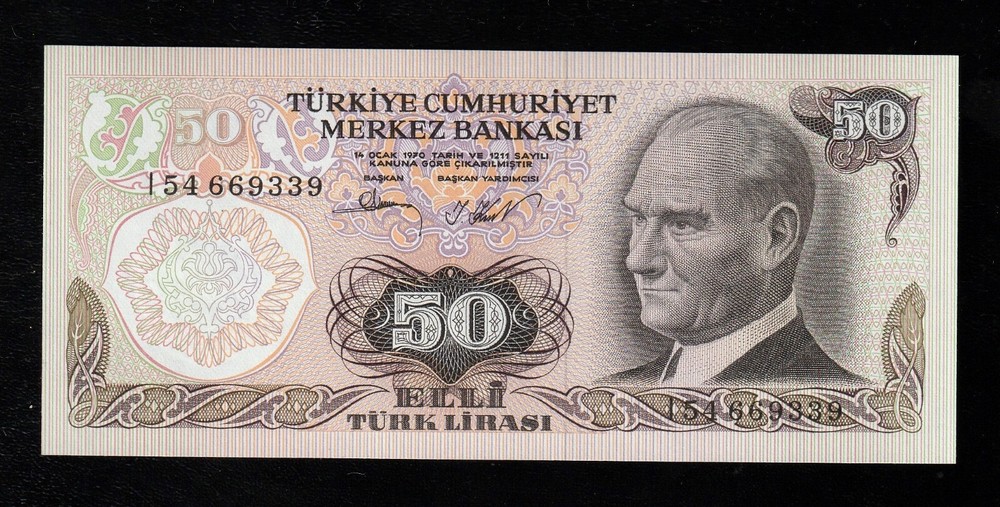 Turkey, 50 Lira, (1976-1987), P-188,1 st ISSUE UNC * Mustafa Kemal ATATÜRK *I