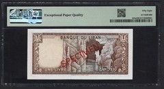 Lebanon One Livre 1972 P61bs “Specimen” About Uncirculated