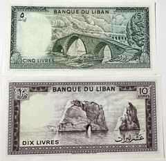 Bank of Lebanon 5 & 10 Livres (#354) Very nice notes.