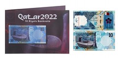 Qatar 10 Riyals, 2022, P-34a.2, UNC, Folder-Card w/ COA, Version 2 X 10 PCS