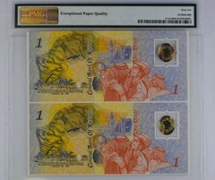 Kuwait,1 D Uncut Pair 1991 Issue** SPECIMEN ** PMG66 TOP POP 1