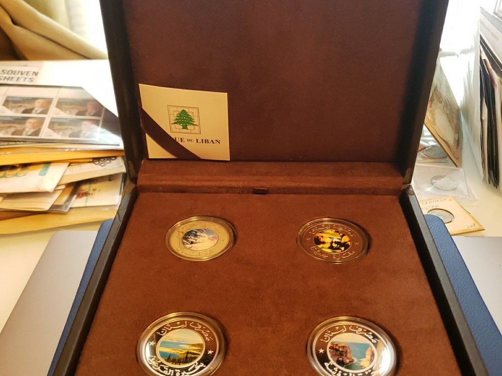 NATURAL SCENES FROM LEBANON Silver Coins Banque Du Liban Raouche Jeita Cedars 5L